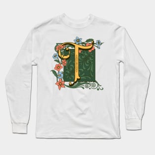 Art Nouveau Letter T, Ornamental Letter T, Art Deco Long Sleeve T-Shirt